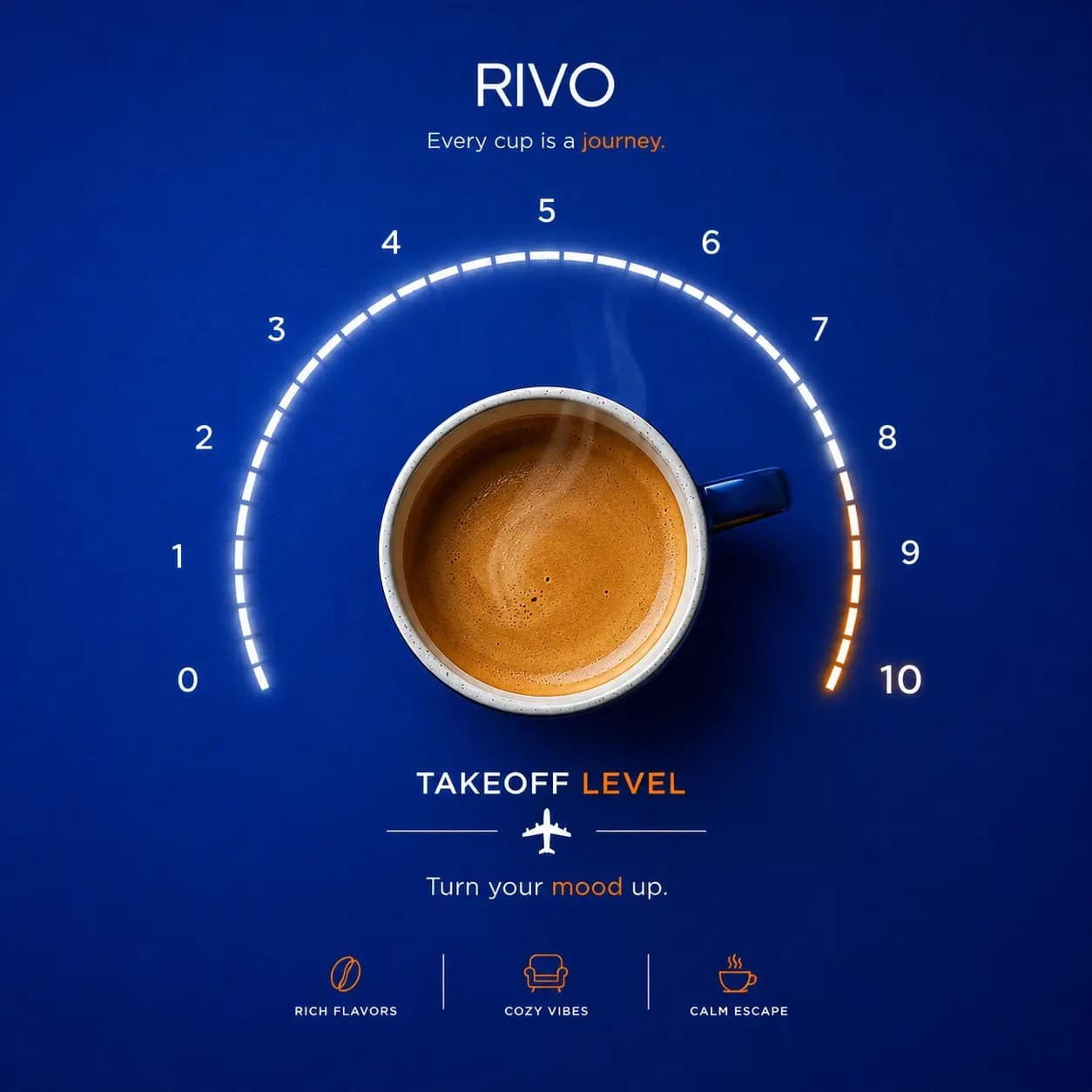 RIVO coffee takeoff level social artwork